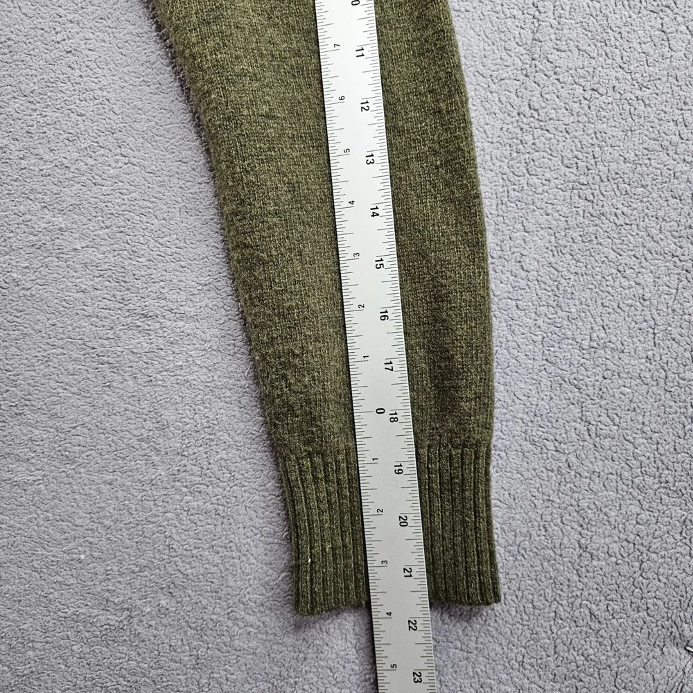 J.CREW Knitted Sweater Men's Large Mossy Green Lamb's Wool Long Sleeve Crew Neck - Picture 5 of 9